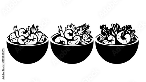 Collection of Shrimp Salad icons, Shrimp Salad vectorized seamless pattern
