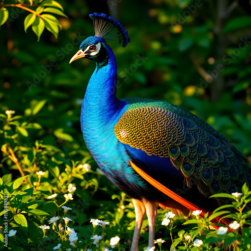 peacock with feathers