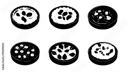 Collection of Spinach and Cheese Quiche, vectorized food design