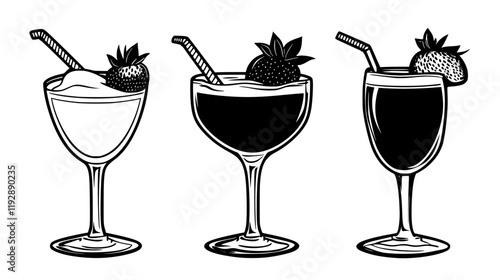 Collection of Strawberry Daiquiri, vectorized drink design