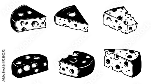 Collection of Swiss cheese, vectorized food design