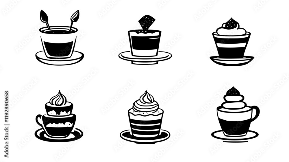 Fototapeta premium Collection of Tiramisu, vectorized food design