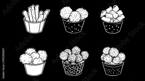 Collection of Tater Tots, vectorized food design