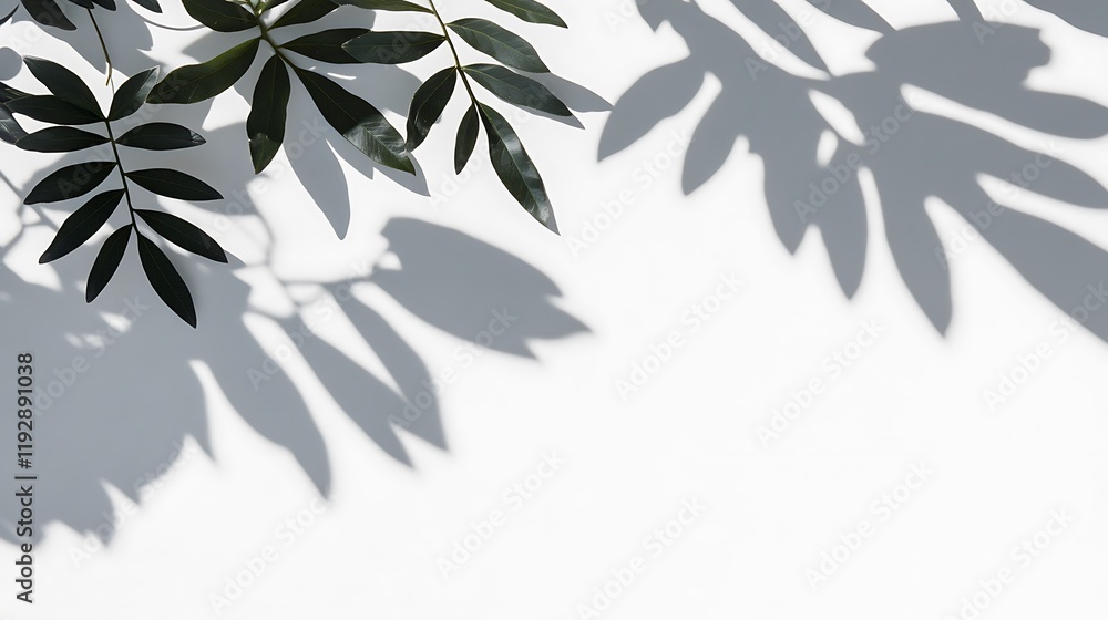 The Beauty of Nature Captured in Shadows and Light on a White Wall The Beauty of Nature Captured in Shadows and Light on a White Wall