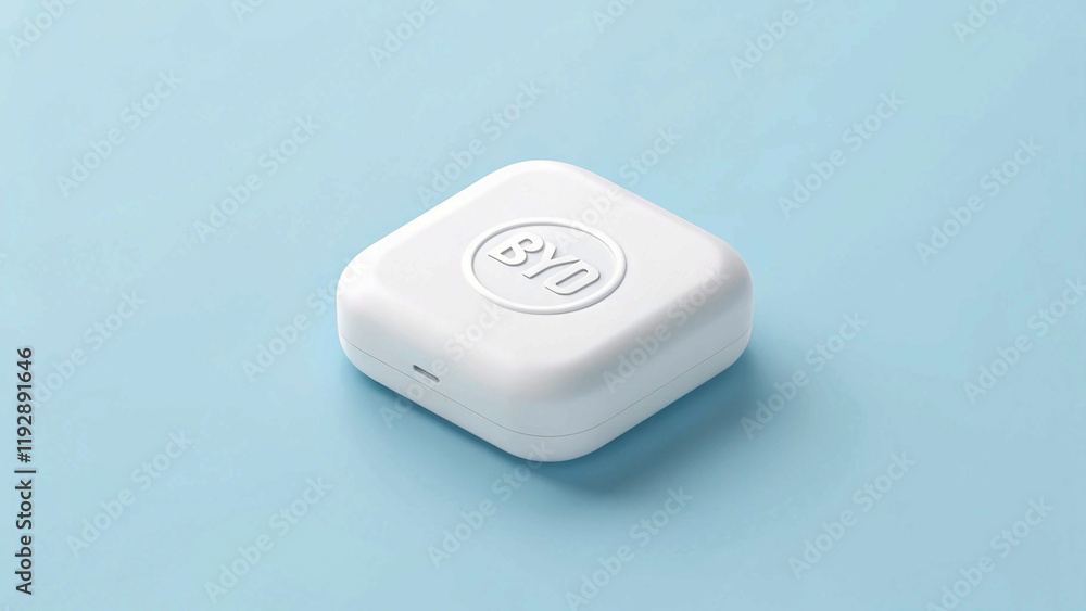 Sleek BYD App 3D Icon in White Against a Light Blue Backdrop Sleek BYD App 3D Icon in White Against a Light Blue Backdrop