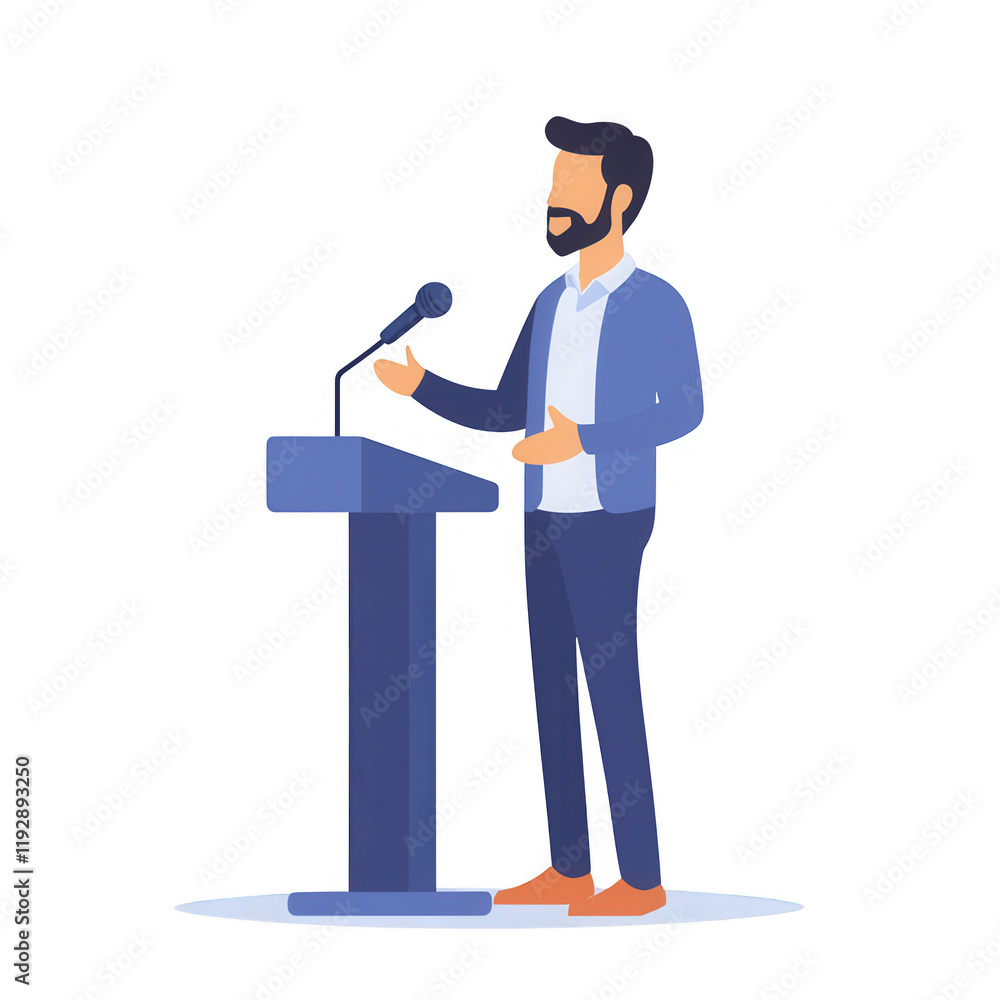 A confident man gives a speech at a podium, engaging the audience with his presentation., isolated on a transparent background. A confident man gives a speech at a podium, engaging the audience with his presentation., isolated on a transparent background.