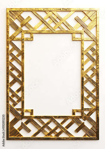vintage Golden Antique Picture Frame designed as a decorative border for a blank picture on white background