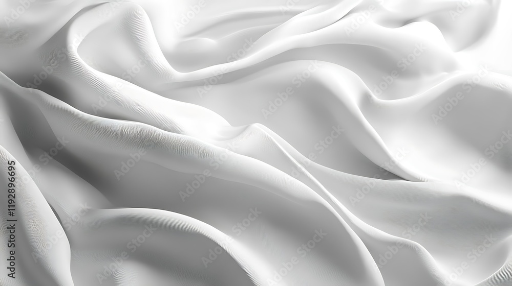 Obraz premium Smooth white fabric texture, elegant waves, soft light, background for design