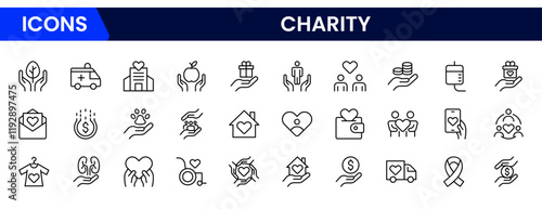 Charity Icons Pack. Thin line icons set. Flat icon collection set. Simple vector icons