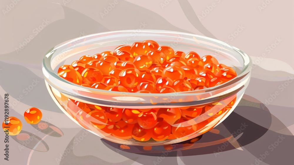 Fresh Pike Caviar in Bowl on Light Grey Table Closeup Fresh Pike Caviar in Bowl on Light Grey Table Closeup