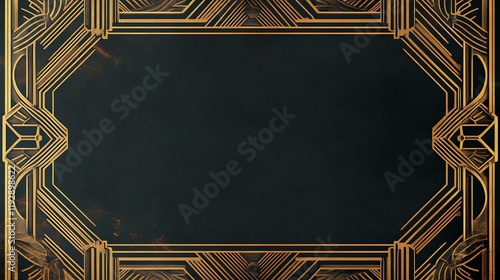 A clean background photo with an art deco border and negative space in the center, perfect for a stylish speakeasy postcard design