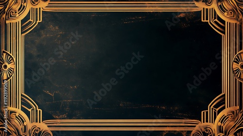 A clean background photo with an art deco border and negative space in the center, perfect for a stylish speakeasy postcard design