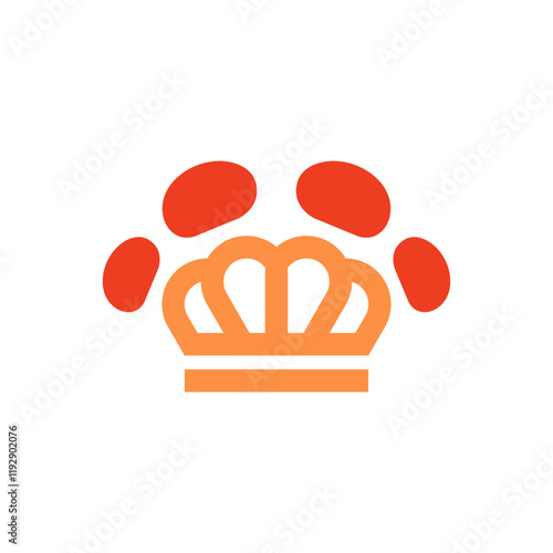 Crown and pets dog footprints logo design