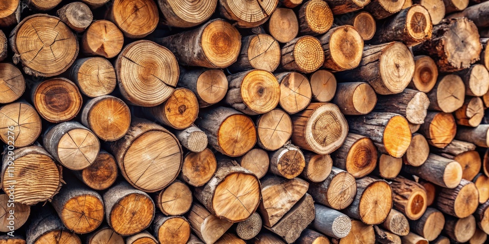 A Stack of Round Wooden Logs, Showing Natural Wood Grain and Texture A Stack of Round Wooden Logs, Showing Natural Wood Grain and Texture