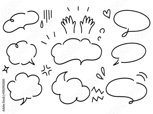 手描きの文字・吹き出し・モノローグ・漫符（漫画符号）・アイコンセット