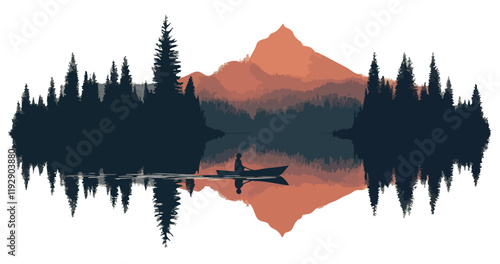 landscape with mountains and lake _ Vector eps 10