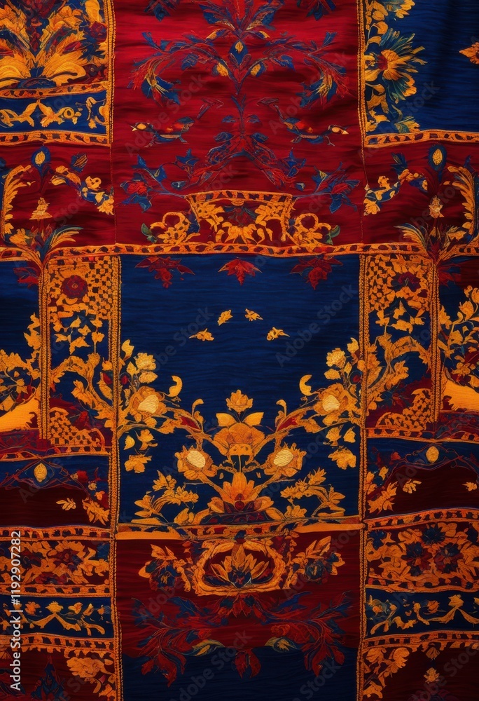 Obraz premium close vibrant textile patterns showcasing rich intricate captivating visual textures inspiring design experience, fabric, cloth, color, print, weave