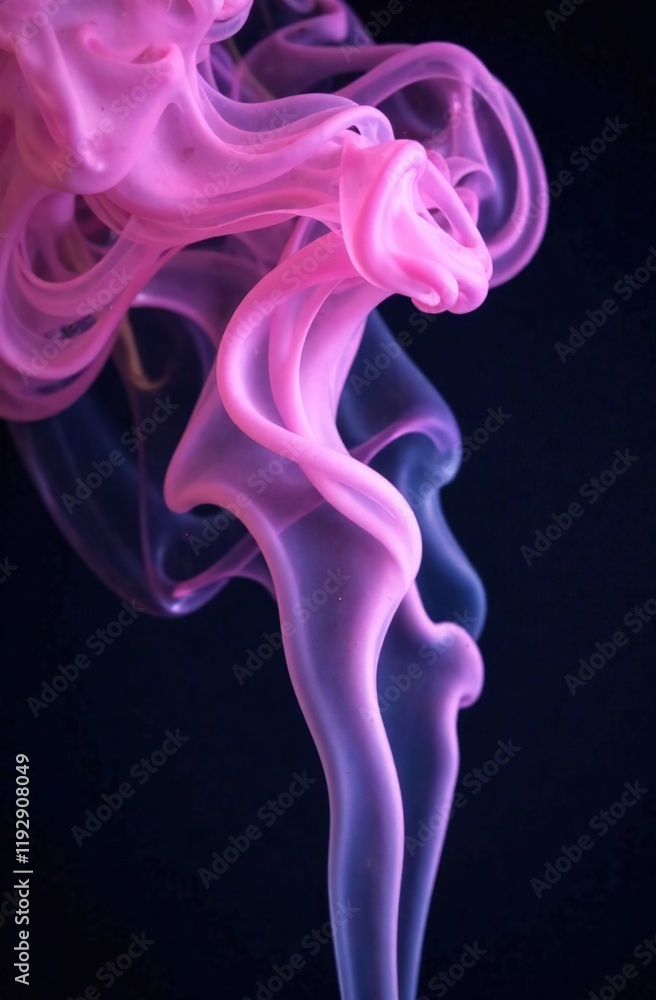 Abstract bright multicolored pattern from pink to lilac, from blue to white. This is released smoke, on a black background Abstract bright multicolored pattern from pink to lilac, from blue to white. This is released smoke, on a black background