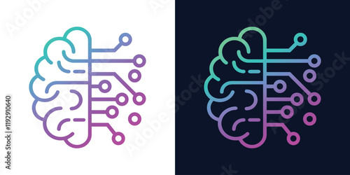Artificial Intelligence AI Chip in Human Head. Artificial Intelligence icon with Machine learning, digital skills, generative AI, AI technology, algorithm, virtual intelligence and future