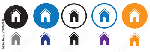 Web home icon for apps and websites, House icon, Home sign in circle or Main page icon