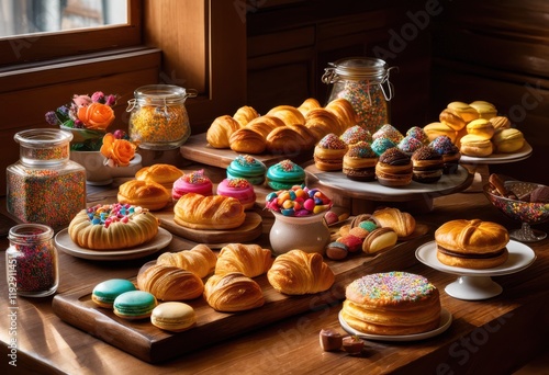 Wallpaper Mural vibrant display assorted colorful pastries showcasing varied shapes textures perfect baking enthusiasts sweet treat lovers, pastry, cookie, cake, dessert Torontodigital.ca