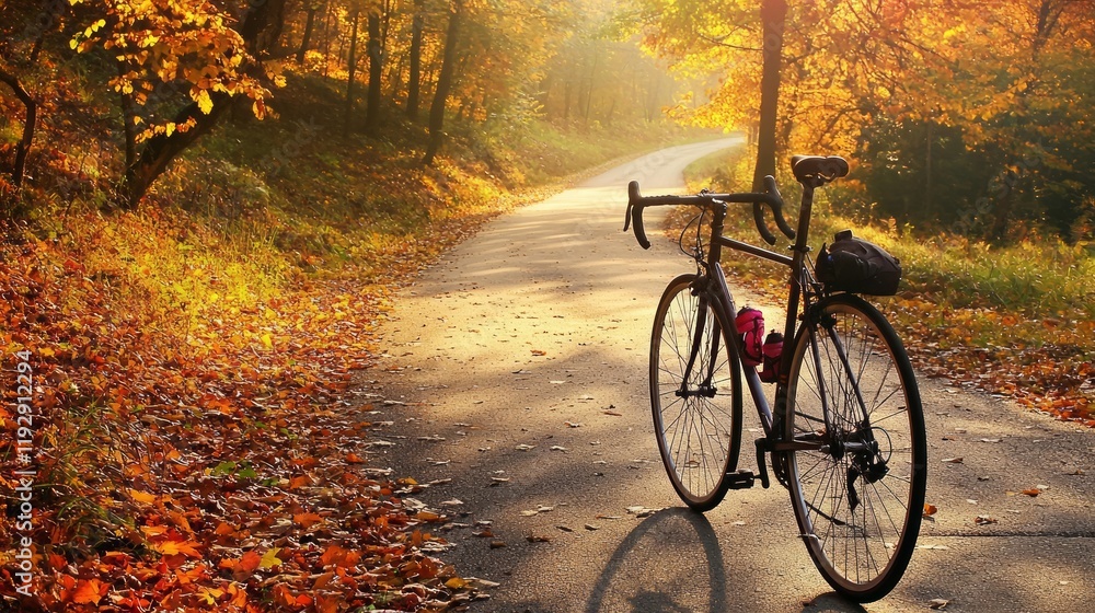 Fototapeta premium A road bike parked by a winding trail