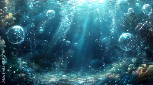 underwater scene with bubbles