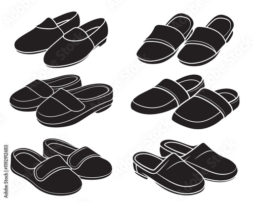 set of slippers icon silhouette vector illustration