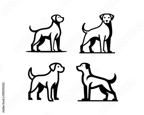 Set of Silhouette Dog Logo Design Vector illustration. Black Color Dog Logo Collection.