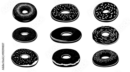 Collection of Bagel vector icons, Bagel vector art pattern