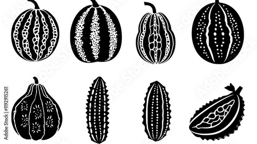 Collection of Bitter melon digital art, Bitter melon vector graphic, repetitive pattern