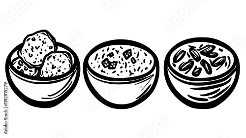 Collection of Biscuits and gravy icons, Biscuits and gravy illustration art, seamless pattern