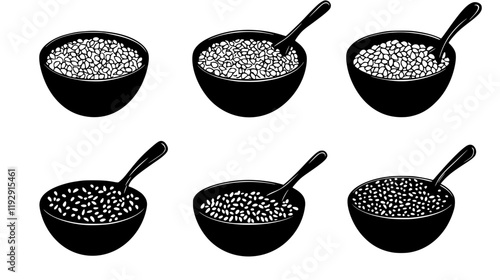 Collection of Buckwheat groats digital art, Buckwheat groats vector graphic, repetitive pattern