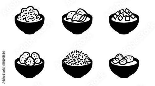 Collection of Chicken and rice digital art, Chicken and rice vector graphic, repetitive pattern