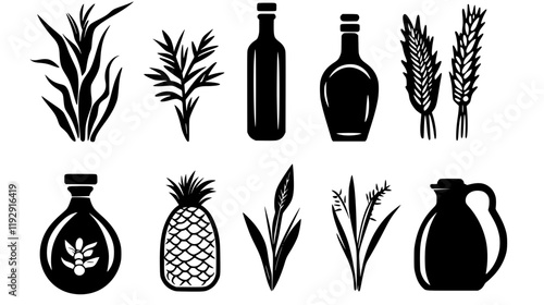 Collection of Corn oil vector icons, Corn oil vector art pattern