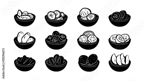 Collection of Cucumber Salad vector icons, Cucumber Salad vector art pattern
