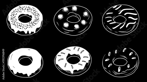 Collection of Donuts vector icons, Donuts vector art pattern