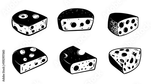 Collection of Emmental icons, Emmental illustration art, seamless pattern