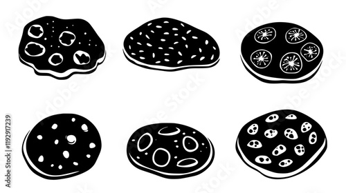 Collection of Focaccia vector icons, Focaccia vector art pattern