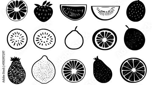 Collection of Fresh fruit digital art, Fresh fruit vector graphic, repetitive pattern