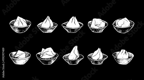 Collection of Fried wontons digital art, Fried wontons vector graphic, repetitive pattern