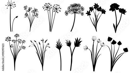Collection of Garlic Chives vector icons, Garlic Chives vector art pattern