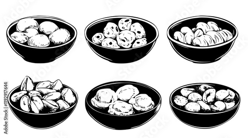 Collection of Gnocchi digital art, Gnocchi vector graphic, repetitive pattern