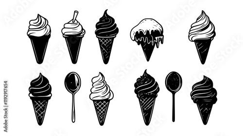 Collection of Gelato digital art, Gelato vector graphic, repetitive pattern