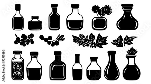 Collection of Grapeseed Oil icons, Grapeseed Oil illustration art, seamless pattern