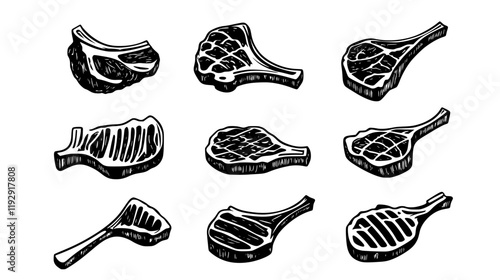 Collection of Grilled Pork Chops digital art, Grilled Pork Chops vector graphic, repetitive pattern