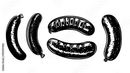 Collection of Grilled sausages digital art, Grilled sausages vector graphic, repetitive pattern