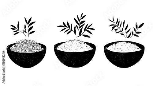 Collection of Jasmine rice digital art, Jasmine rice vector graphic, repetitive pattern