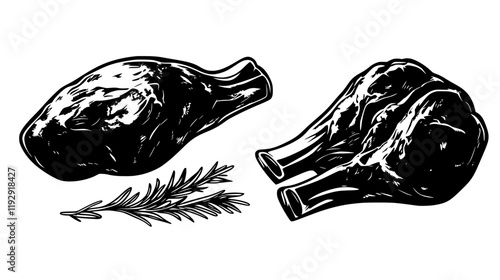 Collection of Lamb Shank vector icons, Lamb Shank vector art pattern