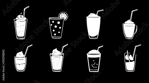 Collection of Mango lassi vector icons, Mango lassi vector art pattern